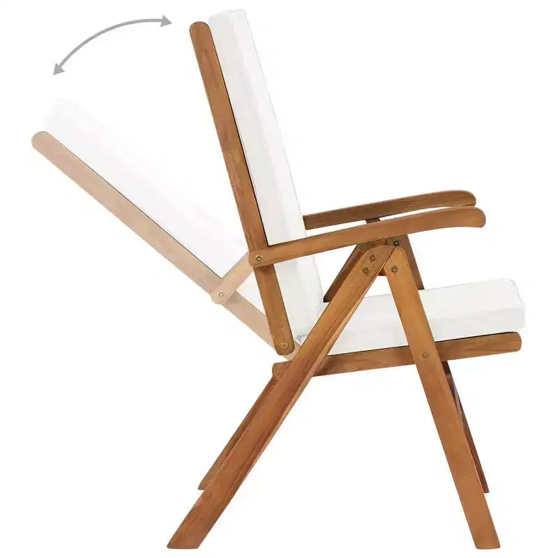 vidaXL Ensemble de chaises de jardin inclinables, Bois de teck, Coussins crème, Dossier réglable sur 5 positions, Pliables pour un gain de place, Résistantes aux intempéries, Balcon, Bord de piscine