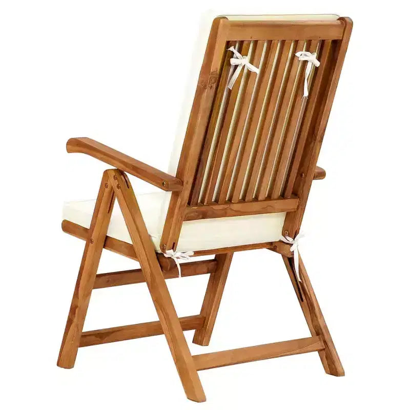 vidaXL Ensemble de chaises de jardin inclinables, Bois de teck, Coussins crème, Dossier réglable sur 5 positions, Pliables pour un gain de place, Résistantes aux intempéries, Balcon, Bord de piscine
