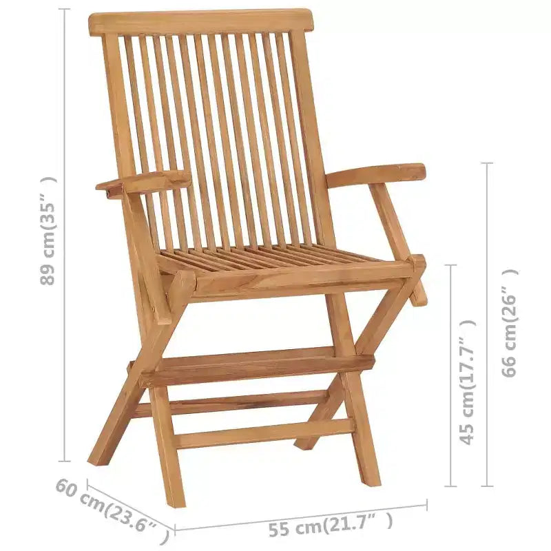 vidaXL Chaises de patio en bois de teck massif avec coussins vert vif - Solution d'assise extérieure résistante aux intempéries avec design pliable pour un rangement facile