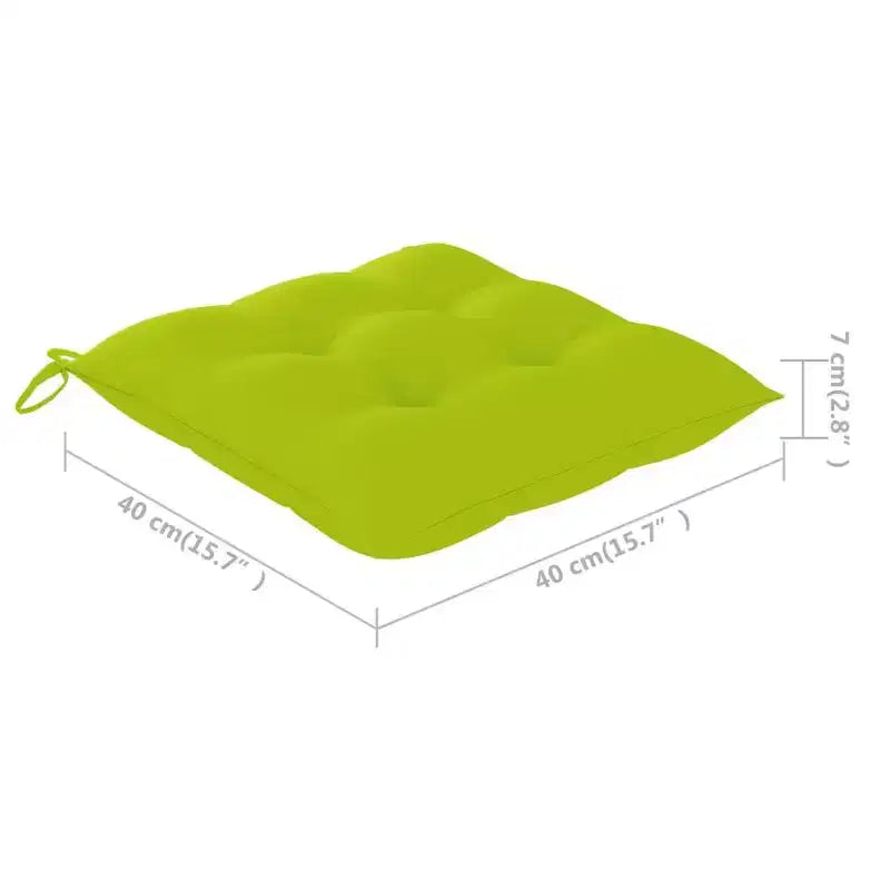 vidaXL Chaises de patio en bois de teck massif avec coussins vert vif - Solution d'assise extérieure résistante aux intempéries avec design pliable pour un rangement facile