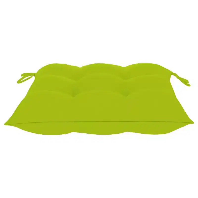 vidaXL Chaises de patio en bois de teck massif avec coussins vert vif - Solution d'assise extérieure résistante aux intempéries avec design pliable pour un rangement facile
