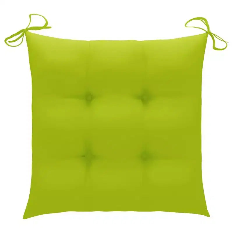 vidaXL Chaises de patio en bois de teck massif avec coussins vert vif - Solution d'assise extérieure résistante aux intempéries avec design pliable pour un rangement facile