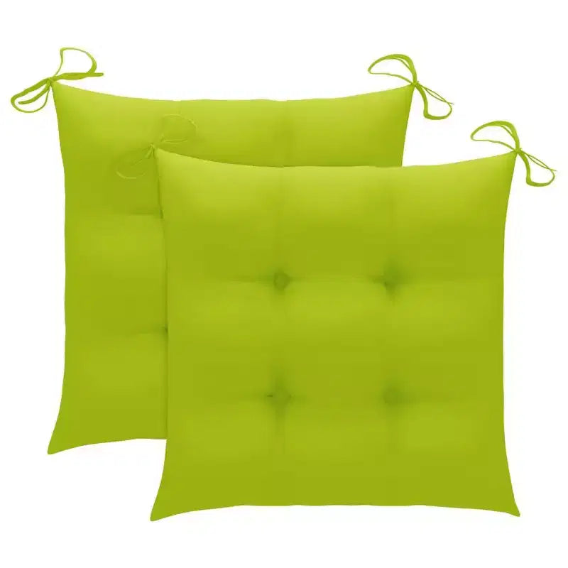 vidaXL Chaises de patio en bois de teck massif avec coussins vert vif - Solution d'assise extérieure résistante aux intempéries avec design pliable pour un rangement facile