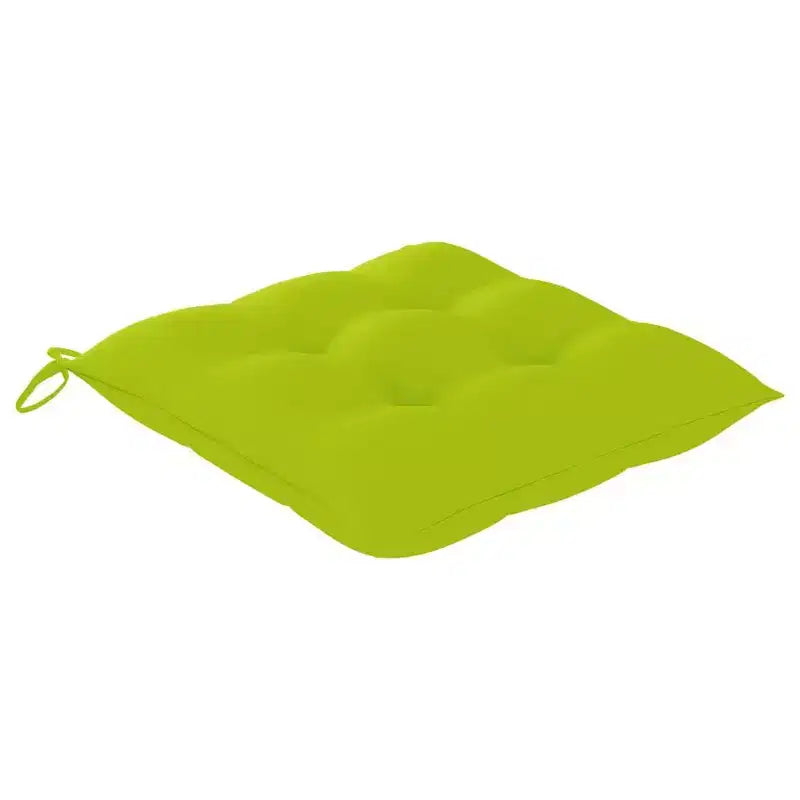vidaXL Chaises de patio en bois de teck massif avec coussins vert vif - Solution d'assise extérieure résistante aux intempéries avec design pliable pour un rangement facile