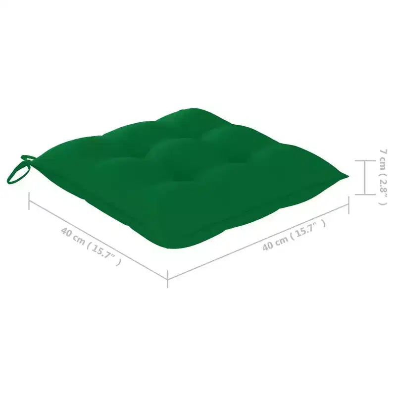 vidaXL Chaises de salle à manger de jardin 4 pcs avec coussins verts - Bois de teck massif - Meubles empilables d'extérieur/d'intérieur