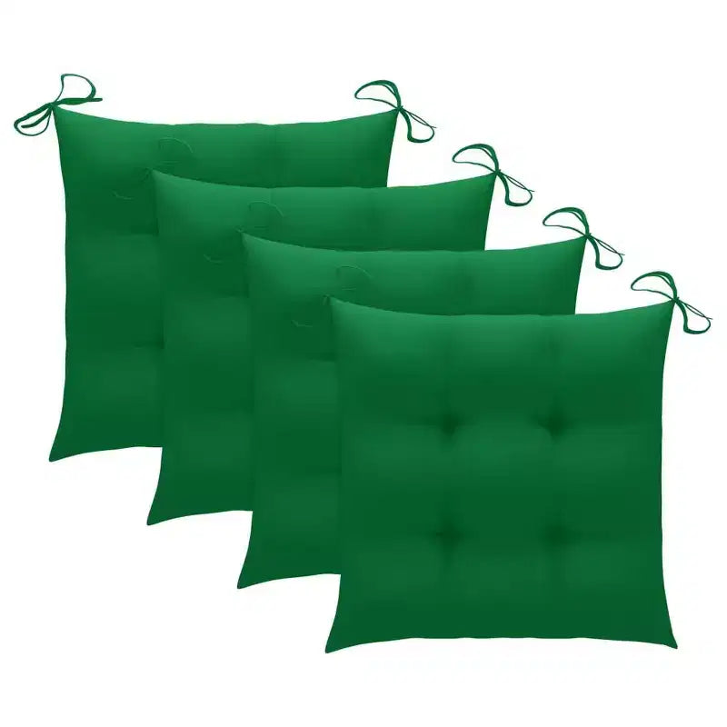 vidaXL Chaises de salle à manger de jardin 4 pcs avec coussins verts - Bois de teck massif - Meubles empilables d'extérieur/d'intérieur