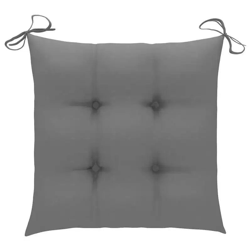 vidaXL Chaises de salle à manger de jardin 2 pcs avec coussins gris - Bois de teck massif - Design ergonomique pour jardin, terrasse, salle à manger - 24,4x22,2x37