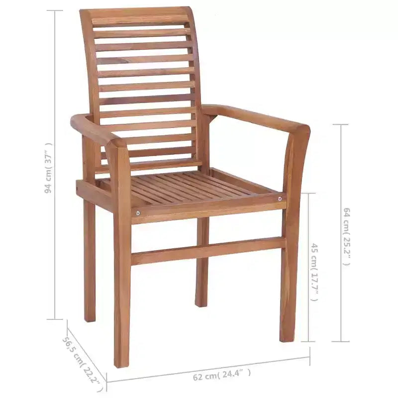 vidaXL Chaises de salle à manger de jardin 2 pcs avec coussins gris - Bois de teck massif - Design ergonomique pour jardin, terrasse, salle à manger - 24,4x22,2x37