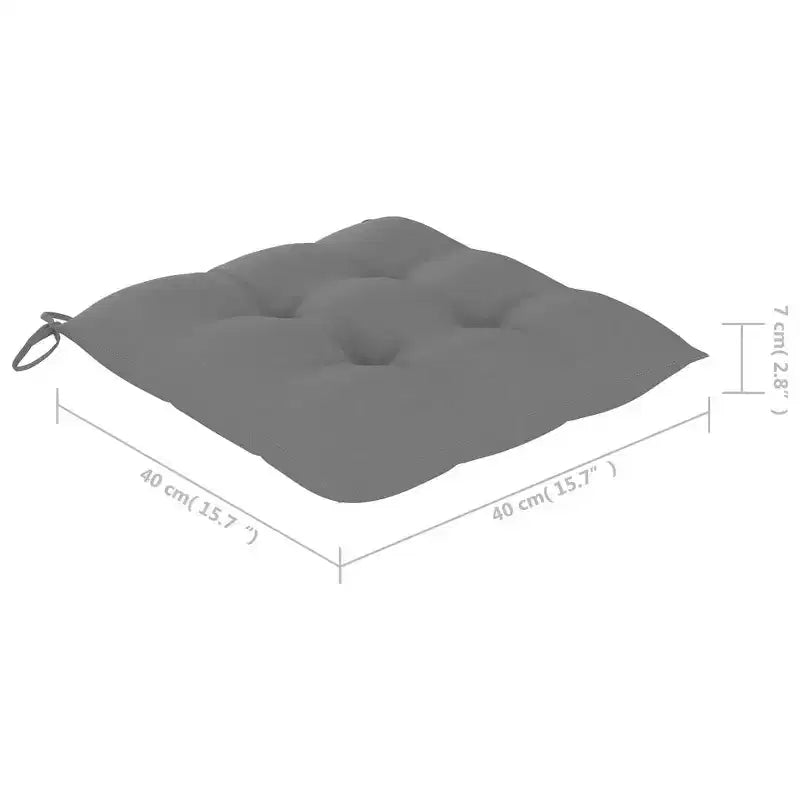 vidaXL Chaises de salle à manger de jardin 2 pcs avec coussins gris - Bois de teck massif - Design ergonomique pour jardin, terrasse, salle à manger - 24,4x22,2x37