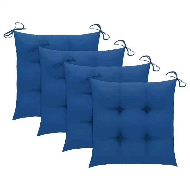 vidaXL Chaises de jardin 4 pcs – Pliantes, Bois de teck, Coussins bleus, Sièges d'extérieur confortables
