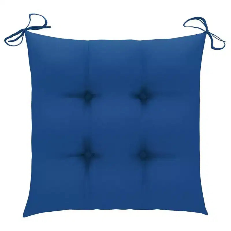 vidaXL Chaises de jardin 4 pcs – Pliantes, Bois de teck, Coussins bleus, Sièges d'extérieur confortables