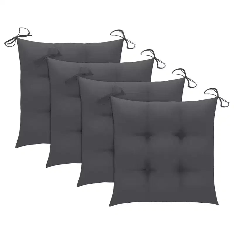 vidaXL Chaises de salle à manger en bois de teck massif - Lot de 4 avec coussins anthracite - Sièges ergonomiques empilables en bois pour intérieur et extérieur