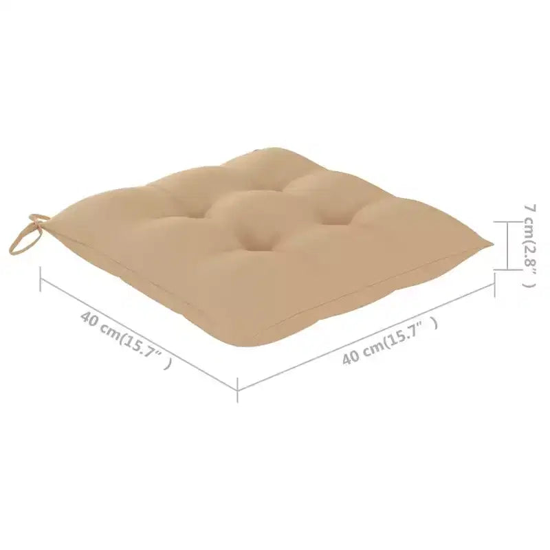 vidaXL Lot de 2 chaises de jardin rembourrées beiges, en teck durable, résistantes aux intempéries, pliables pour un rangement facile, idéales pour jardin, terrasse