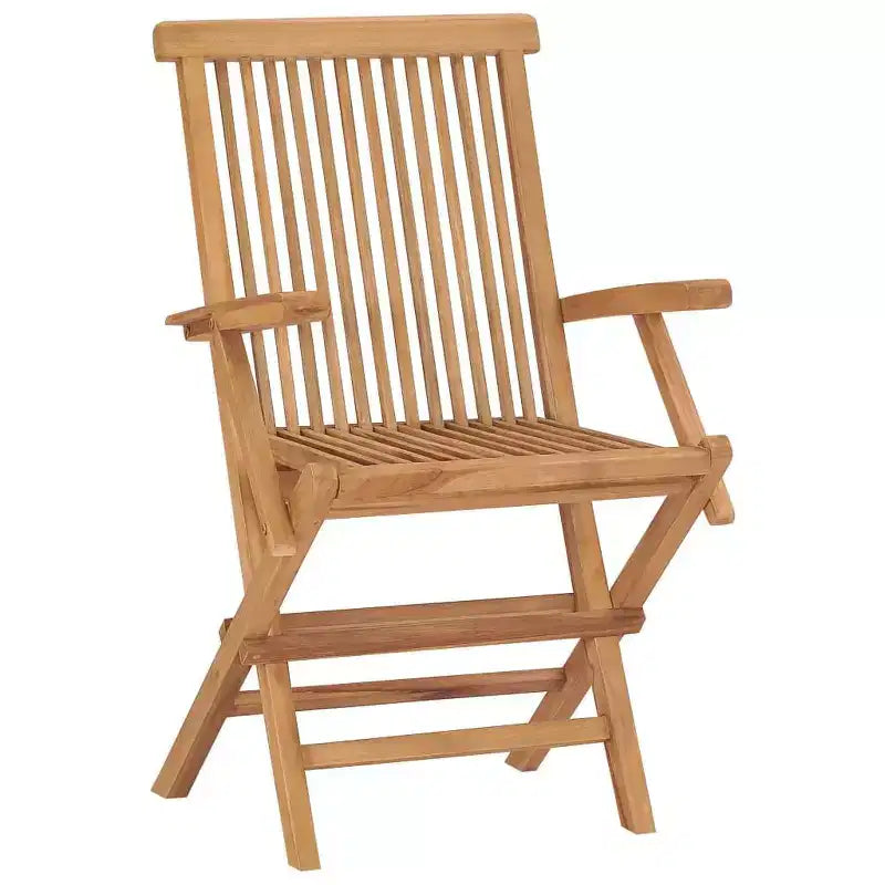 vidaXL Lot de 2 chaises de jardin rembourrées beiges, en teck durable, résistantes aux intempéries, pliables pour un rangement facile, idéales pour jardin, terrasse