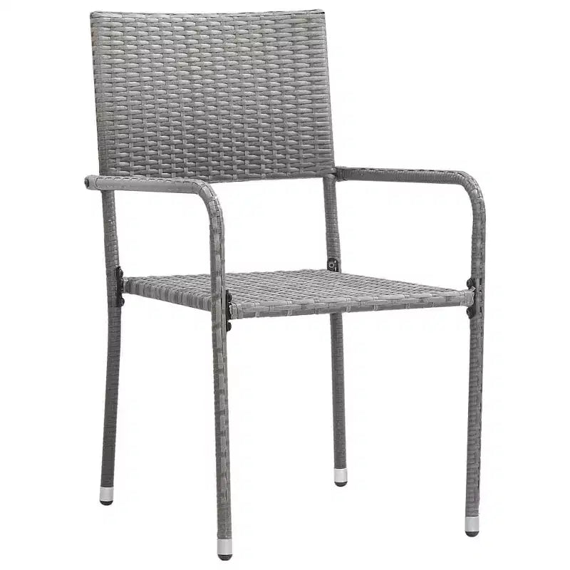 vidaXL Garden Dining Chair Set of 4 Grey PE rattan, steel Standard - Gray 4