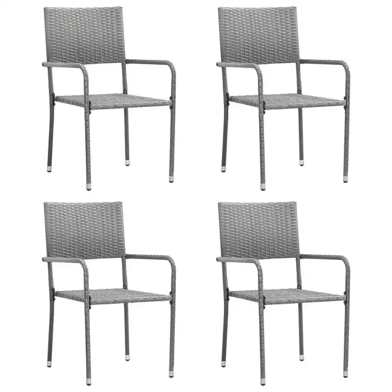 vidaXL Ensemble de 4 chaises de salle à manger de jardin gris en résine tressée et acier Standard - Gris 4