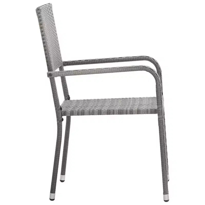 vidaXL Ensemble de 4 chaises de salle à manger de jardin gris en résine tressée et acier Standard - Gris 4