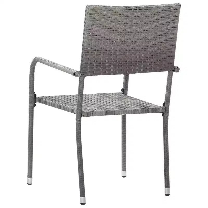 vidaXL Ensemble de 4 chaises de salle à manger de jardin gris en résine tressée et acier Standard - Gris 4