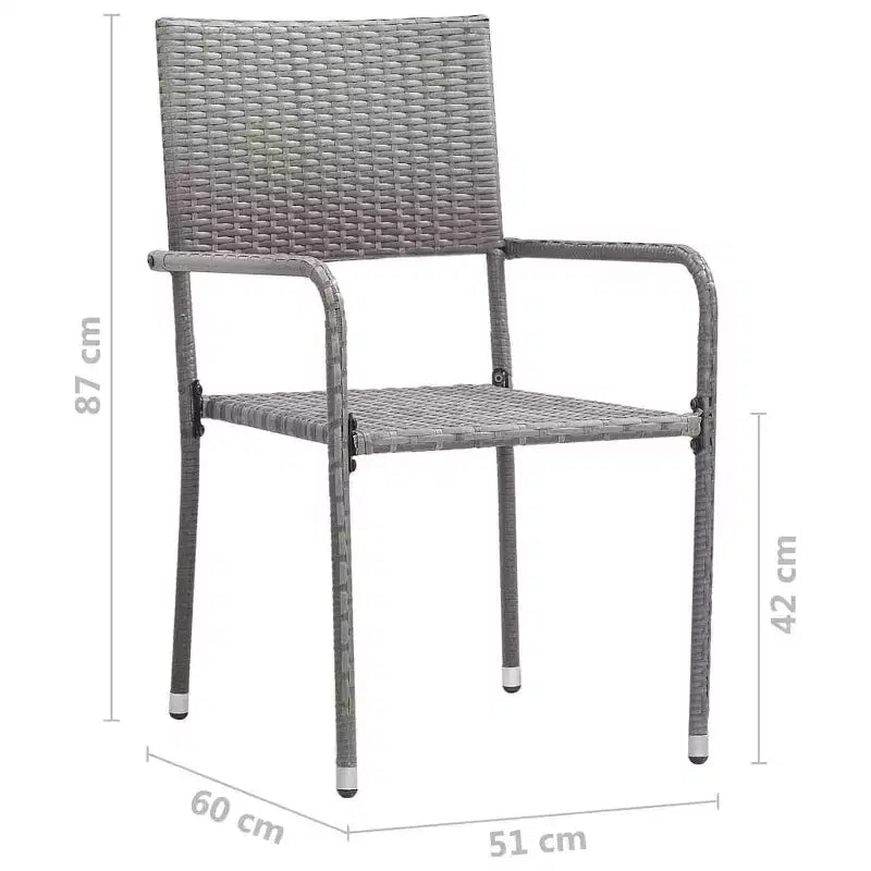 vidaXL Ensemble de 4 chaises de salle à manger de jardin gris en résine tressée et acier Standard - Gris 4