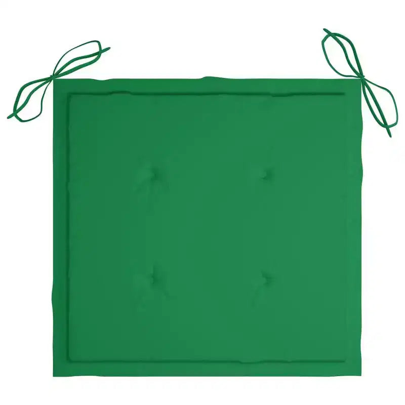 vidaXL Lot de 4 chaises de patio en bois de teck massif avec coussins verts - Meubles d'extérieur polyvalents - Poncé finement et résistant aux intempéries