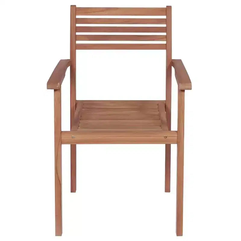 vidaXL Chaises de jardin empilables en teck massif avec coussins rouges, ensemble de mobilier d'extérieur pour jardins et terrasses, lot de 4