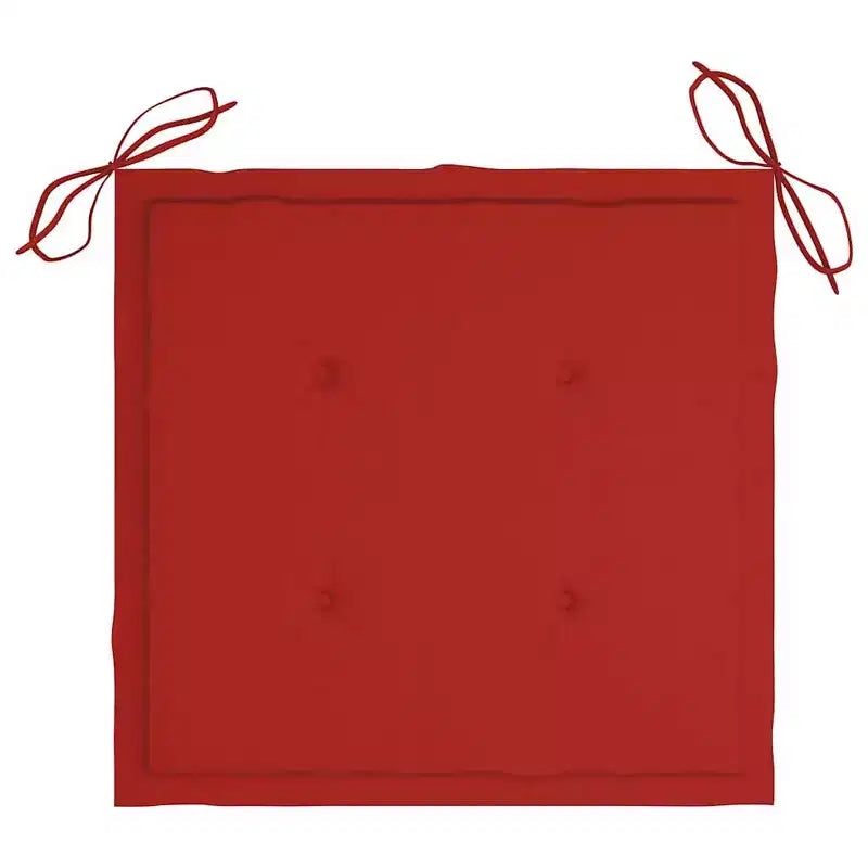 vidaXL Chaises de jardin empilables en teck massif avec coussins rouges, ensemble de mobilier d'extérieur pour jardins et terrasses, lot de 4