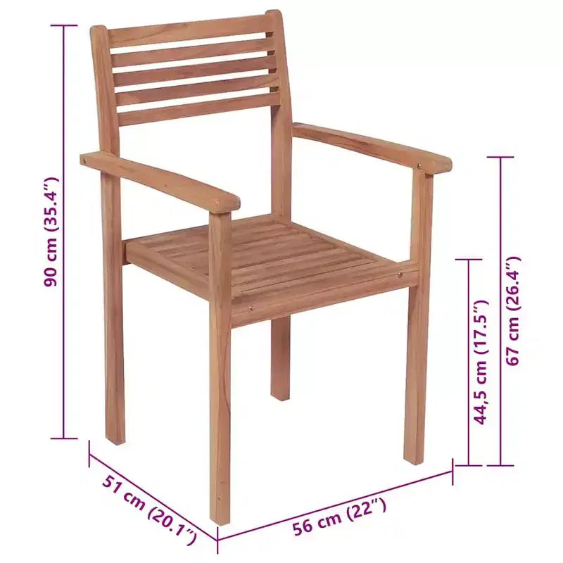 vidaXL Lot de 2 chaises de patio avec coussins beiges - Meubles d'extérieur empilables en bois de teck massif - Idéal pour les maisons, les bureaux, les bars et les cafés