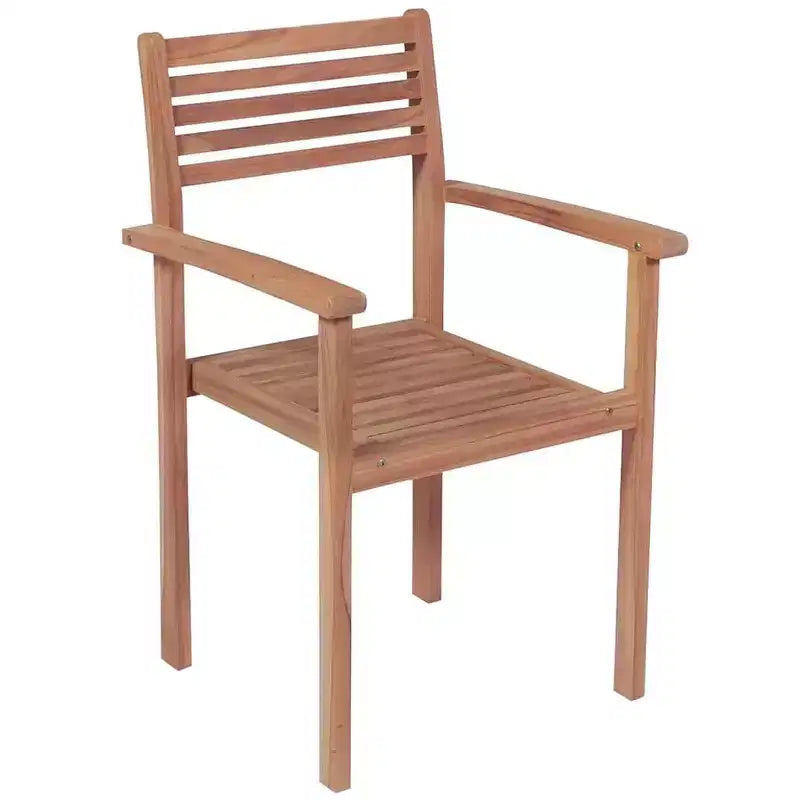vidaXL Lot de 2 chaises de patio avec coussins beiges - Meubles d'extérieur empilables en bois de teck massif - Idéal pour les maisons, les bureaux, les bars et les cafés
