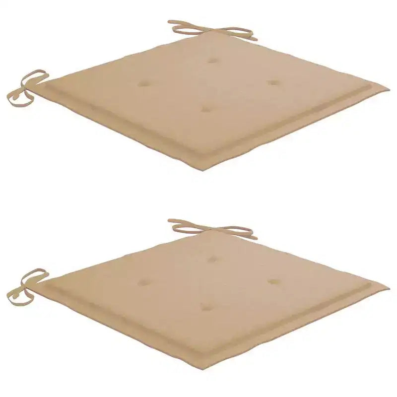 vidaXL Lot de 2 chaises de patio avec coussins beiges - Meubles d'extérieur empilables en bois de teck massif - Idéal pour les maisons, les bureaux, les bars et les cafés