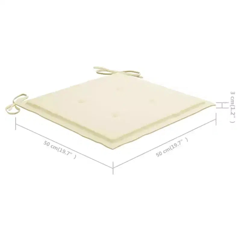 vidaXL Lot de 4 chaises de jardin avec coussins crème, mobilier d'extérieur, construction en teck durable, design empilable, résistant aux intempéries