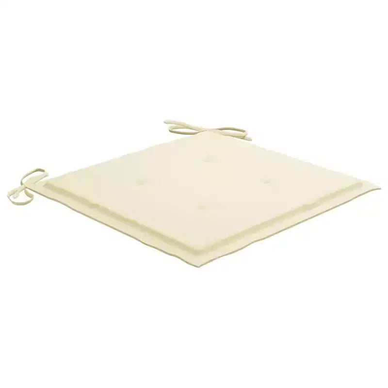 vidaXL Lot de 4 chaises de jardin avec coussins crème, mobilier d'extérieur, construction en teck durable, design empilable, résistant aux intempéries