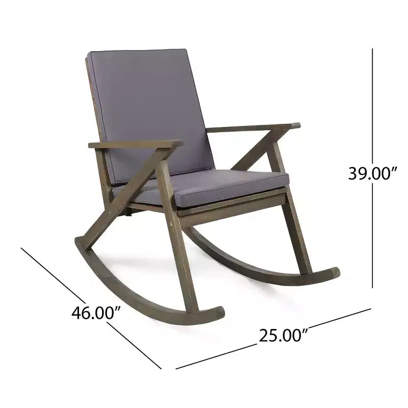 GDFStudio Sally Chaises à bascule en bois d'acacia avec coussins résistants à l'eau (Lot de 2)