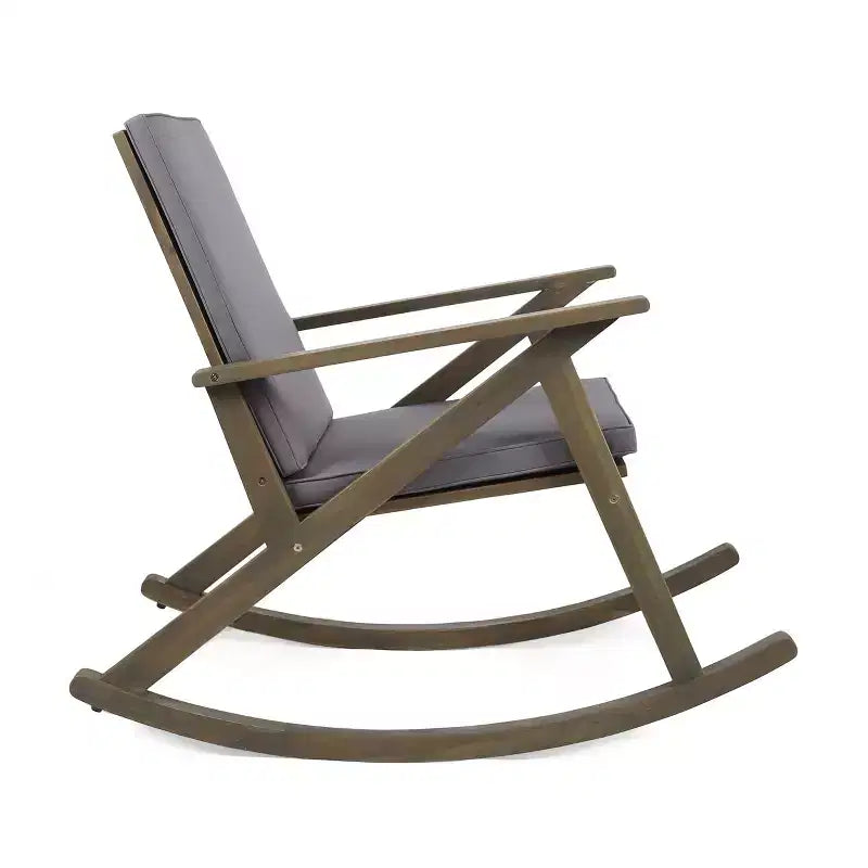 GDFStudio Sally Chaises à bascule en bois d'acacia avec coussins résistants à l'eau (Lot de 2)