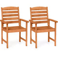 Costway Patio Chairs Set of 2/4 with Inclined Backrests and Slatted Seats for Deck