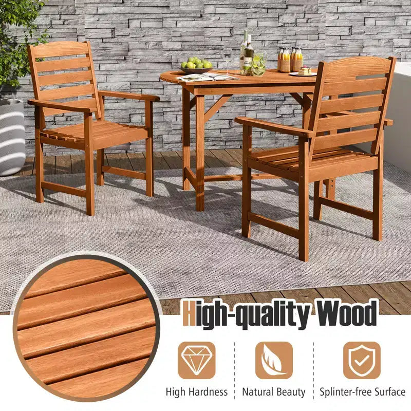 Lot de 2/4 chaises de patio Costway avec dossiers inclinés et assises à lattes pour terrasse