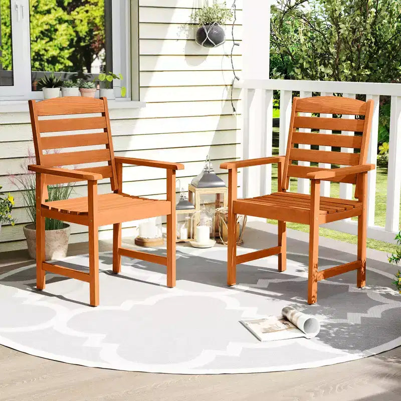 Lot de 2/4 chaises de patio Costway avec dossiers inclinés et assises à lattes pour terrasse