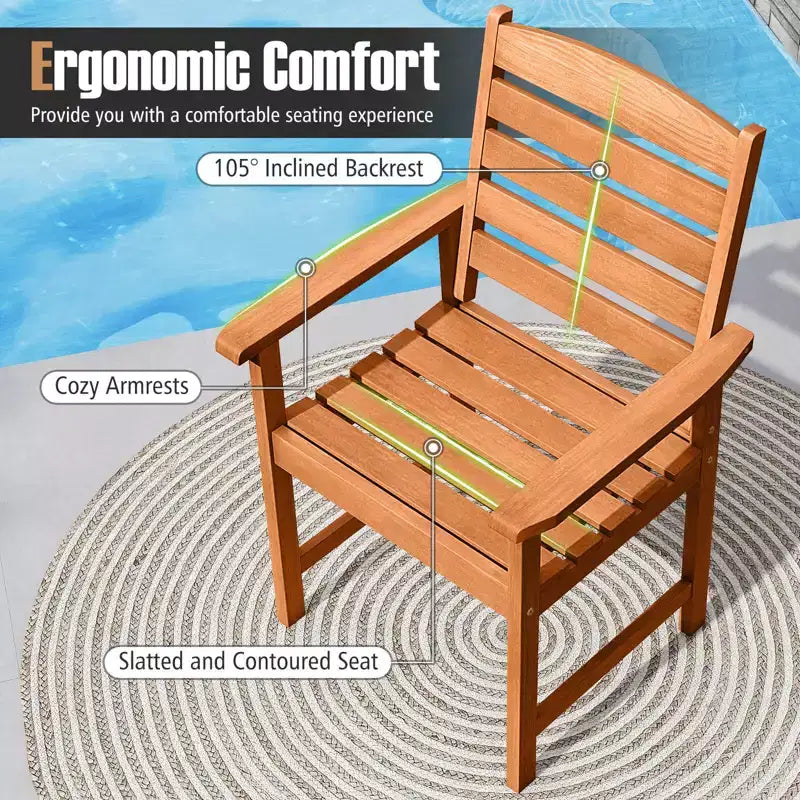 Lot de 2/4 chaises de patio Costway avec dossiers inclinés et assises à lattes pour terrasse