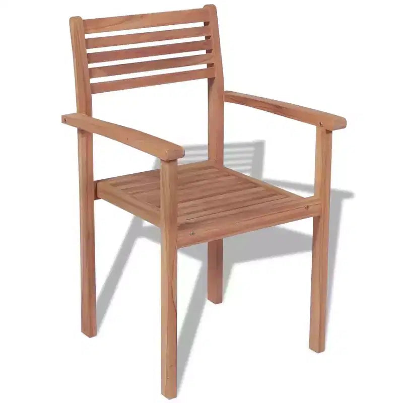 vidaXL Lot de 2 chaises empilables Bois de teck massif Bois naturel chaud Moyen