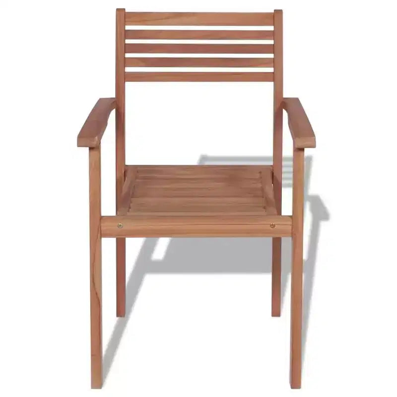 vidaXL Lot de 2 chaises empilables Bois de teck massif Bois naturel chaud Moyen