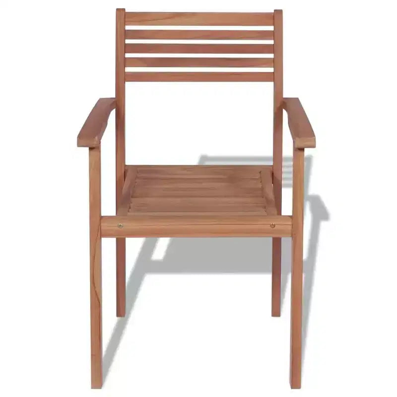 vidaXL Chaises de jardin empilables - Lot de 4 | Fabriquées en bois de teck massif | Convient aux maisons, aux bureaux et aux espaces extérieurs