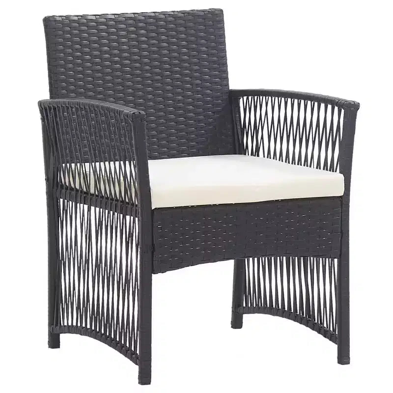 vidaXL Patio Chairs 2 Pcs Outdoor Patio Dining Chair with Cushions Poly Rattan - Black