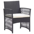 vidaXL Patio Chairs 2 Pcs Outdoor Patio Dining Chair with Cushions Poly Rattan - Black