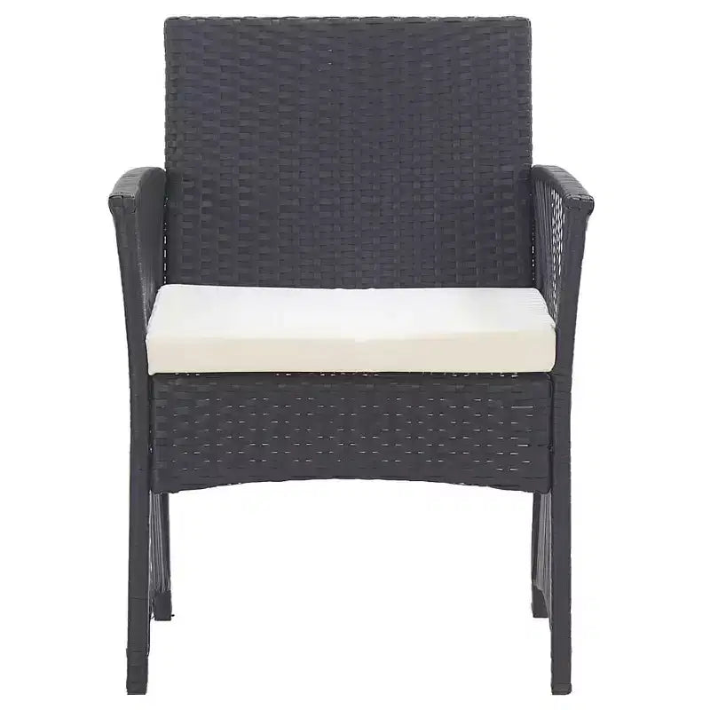 vidaXL Chaises de patio 2 pcs Chaise de salle à manger extérieure avec coussins en résine tressée - Noir