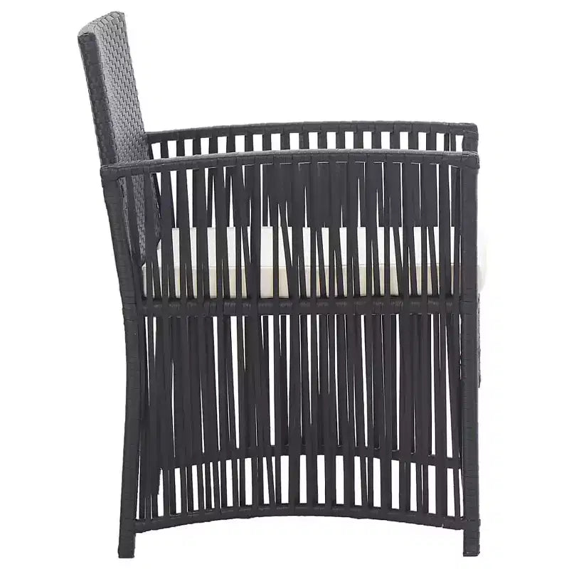 vidaXL Chaises de patio 2 pcs Chaise de salle à manger extérieure avec coussins en résine tressée - Noir