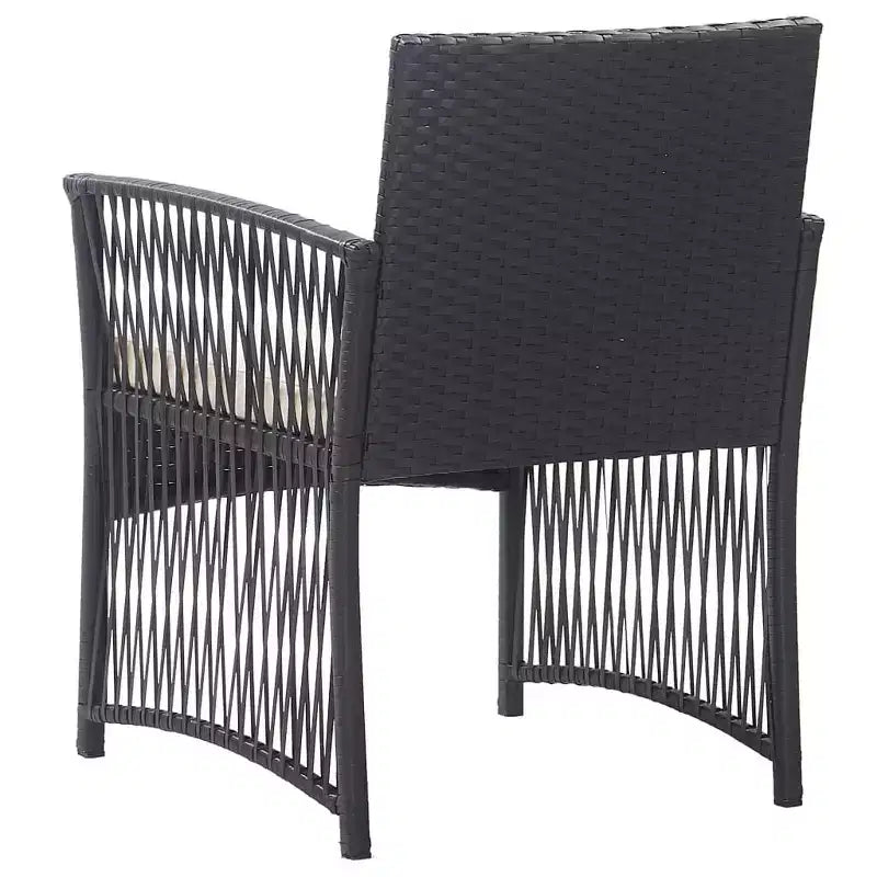 vidaXL Chaises de patio 2 pcs Chaise de salle à manger extérieure avec coussins en résine tressée - Noir