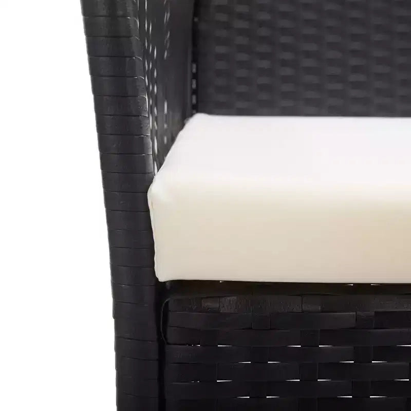 vidaXL Chaises de patio 2 pcs Chaise de salle à manger extérieure avec coussins en résine tressée - Noir