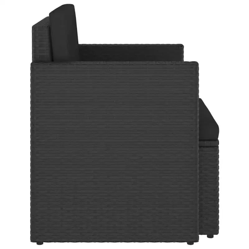 vidaXL Chaise de jardin avec coussins – Mobilier d'extérieur élégant en poly rotin, Noir, Confortable et durable pour le jardin, le balcon et la terrasse