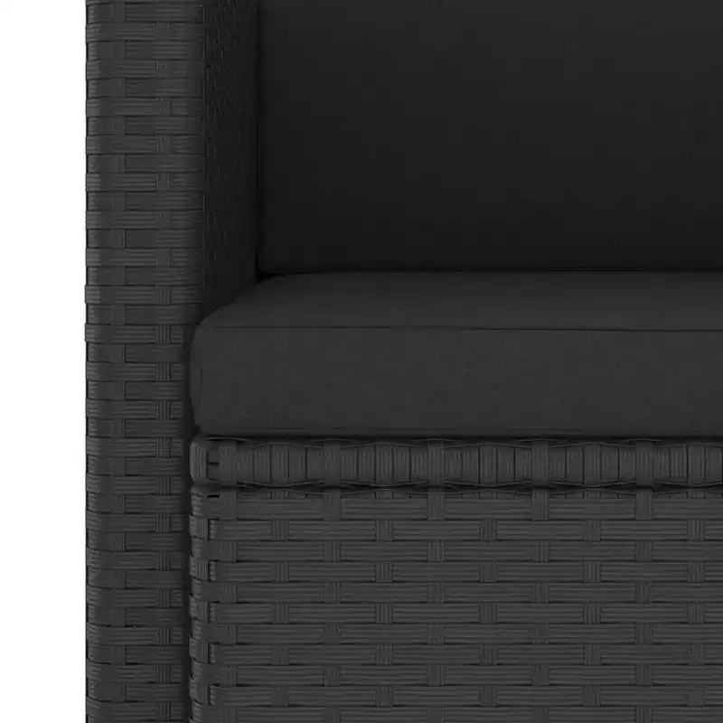 vidaXL Chaise de jardin avec coussins – Mobilier d'extérieur élégant en poly rotin, Noir, Confortable et durable pour le jardin, le balcon et la terrasse