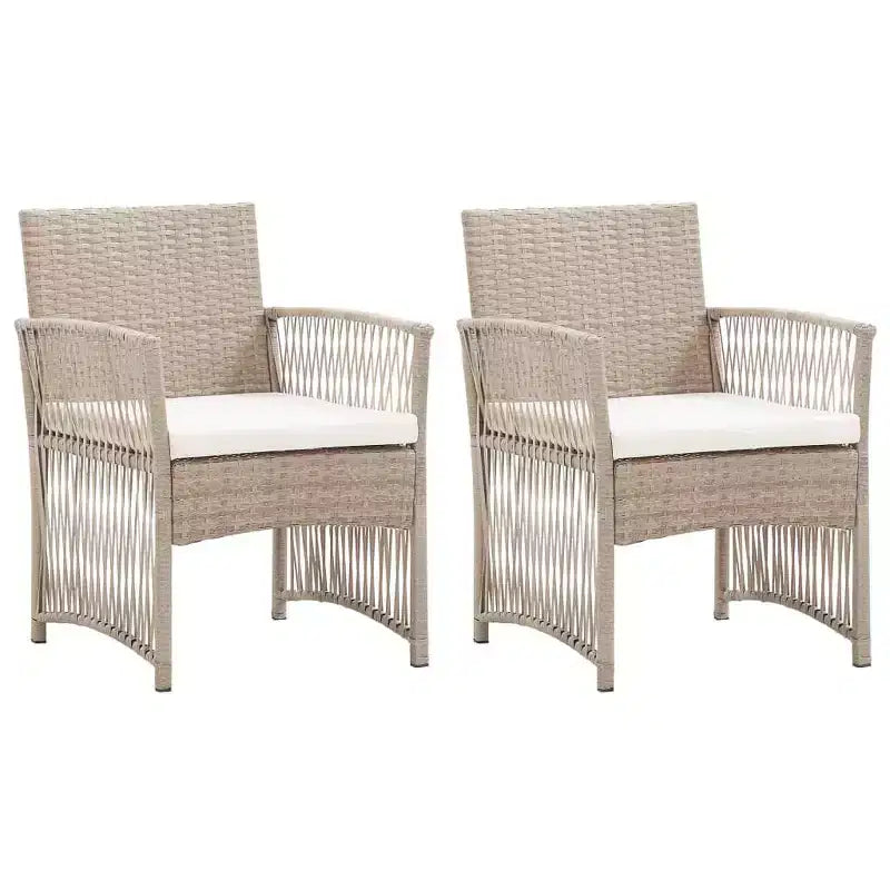vidaXL Chaises de salle à manger d'extérieur 2 pcs avec coussins en poly rotin - Beige