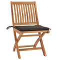 vidaXL 2X Solid Acacia Wood Patio Chairs with Taupe Cushions - Durable Foldable Teak Outdoor Seating for Gardens, Patios, Decks, and Cafes